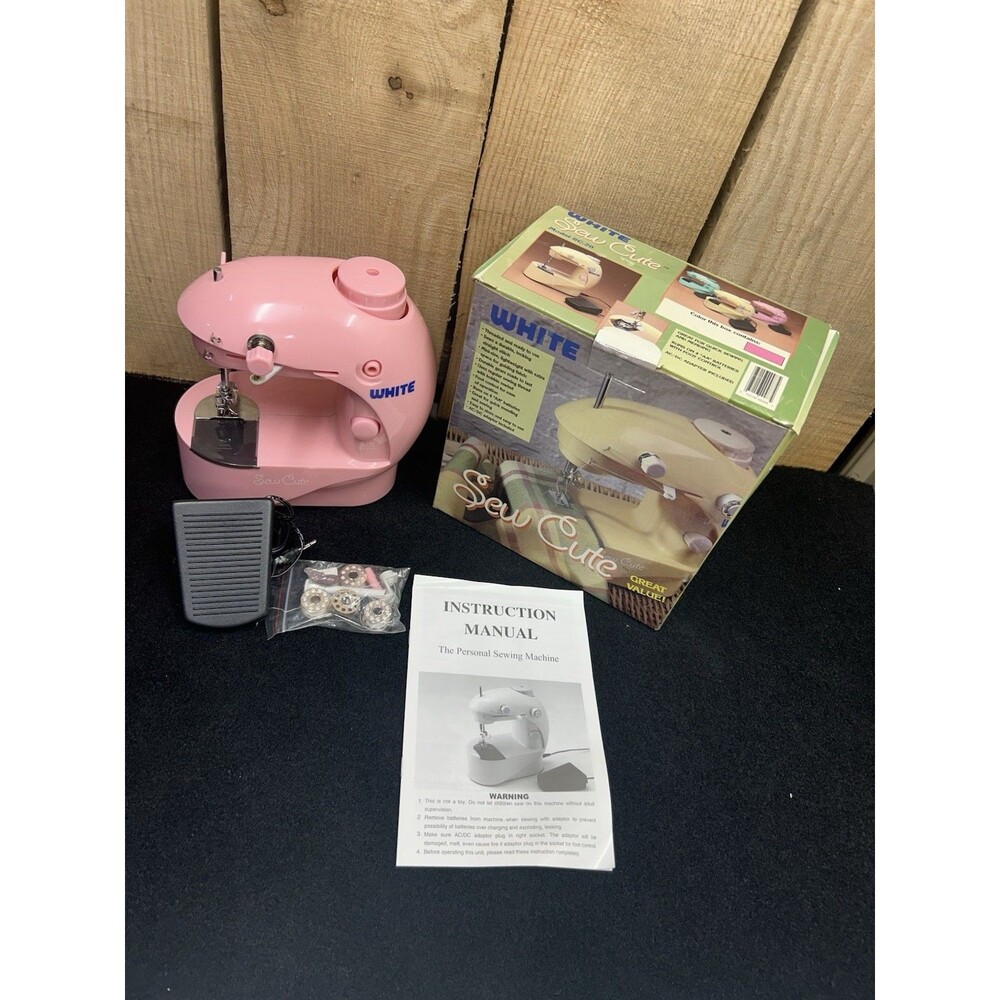 White Brand Sew Cute Mechanical Sewing Machine In Box Pink Beginner Portable B12